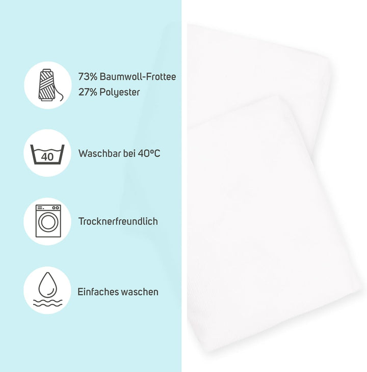 Matratzenschoner aus Baumwolle für Babykrippe | 80 x 130 cm | Wasserdicht | Atmungsaktiv | mit Gummi