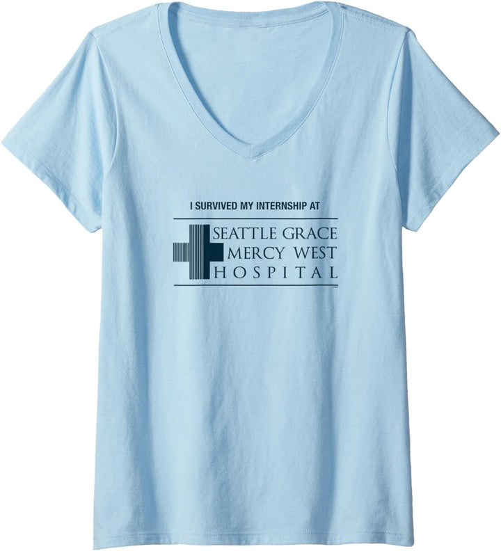Grey's Anatomy Ich habe mein Praktikum Überlebt T-Shirt mit V-Ausschnitt