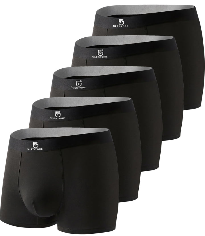 GLESTORE Modal Unterhosen Männer Boxershorts Herren 5er Pack Underpants M 5schwarz, M 5schwarz