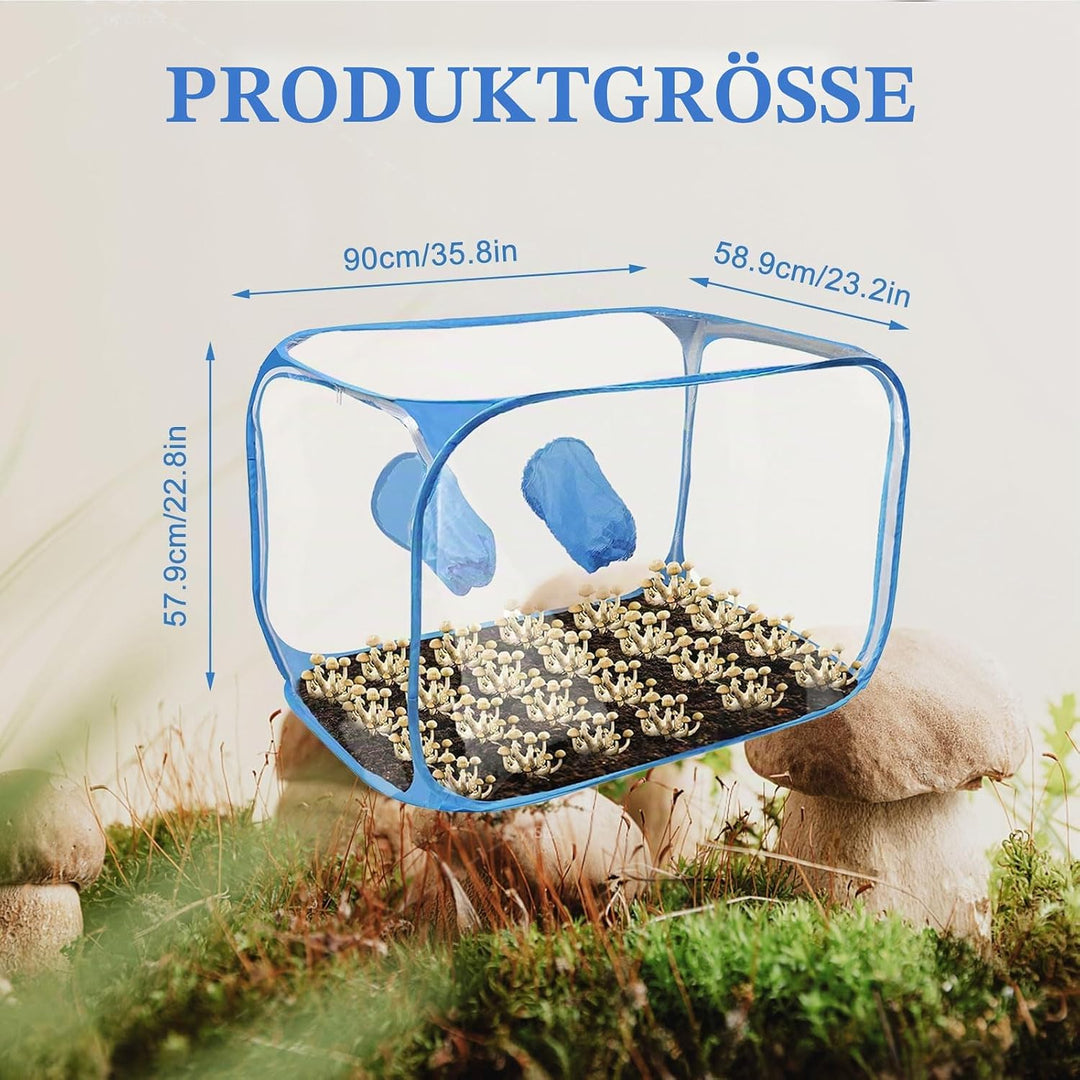 Pilzzuchtzelt, 90 * 60 * 60 cm Pilz Zucht Zelt Glovebox Pilzzucht Pilze Züchten Set Kompakte Pilzzuc
