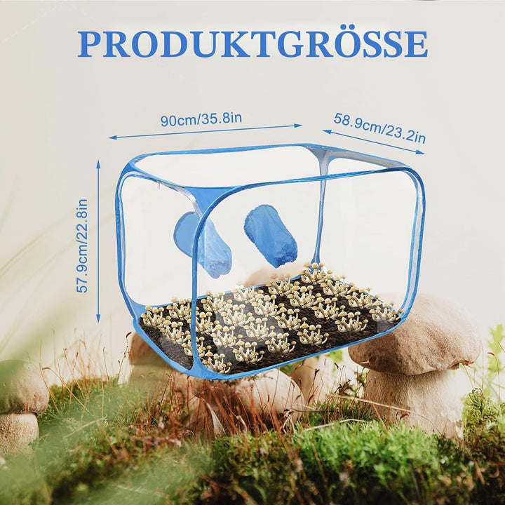 Pilzzuchtzelt, 90 * 60 * 60 cm Pilz Zucht Zelt Glovebox Pilzzucht Pilze Züchten Set Kompakte Pilzzuc