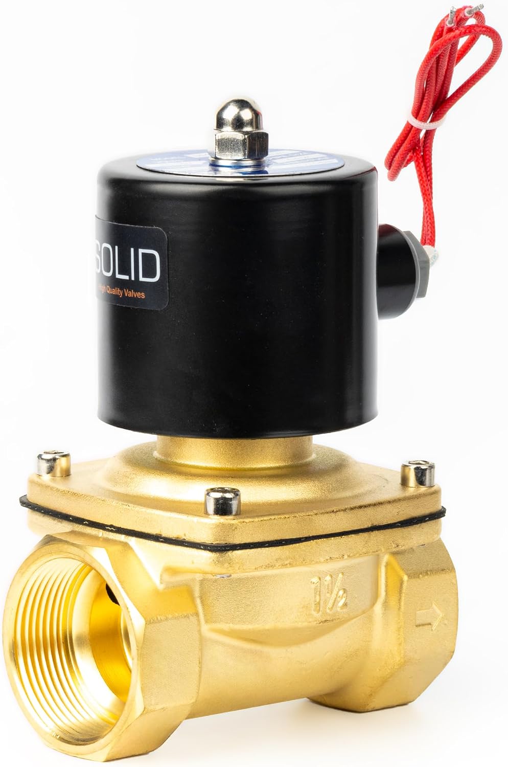 U.S. Solid 1-1/2" Messing Elektrisch Magnetventil 230V AC stromlos geschlossen VITON Wasser Luft Öl