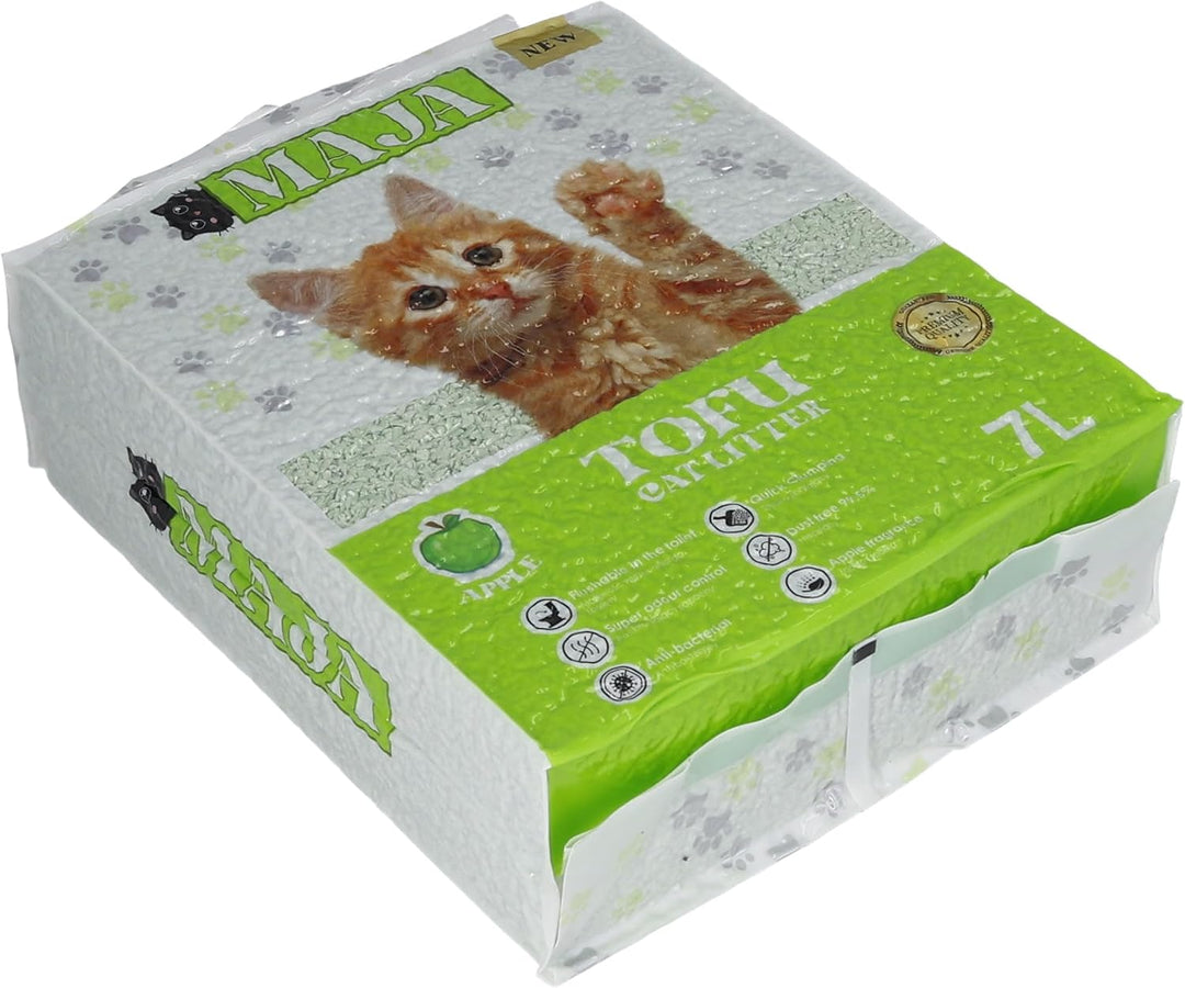 Tofu Katzenstreu mit Apfelaroma - 100% Natürliches, Bio, Premium Tofu Katzenstreu Stark klumpend für