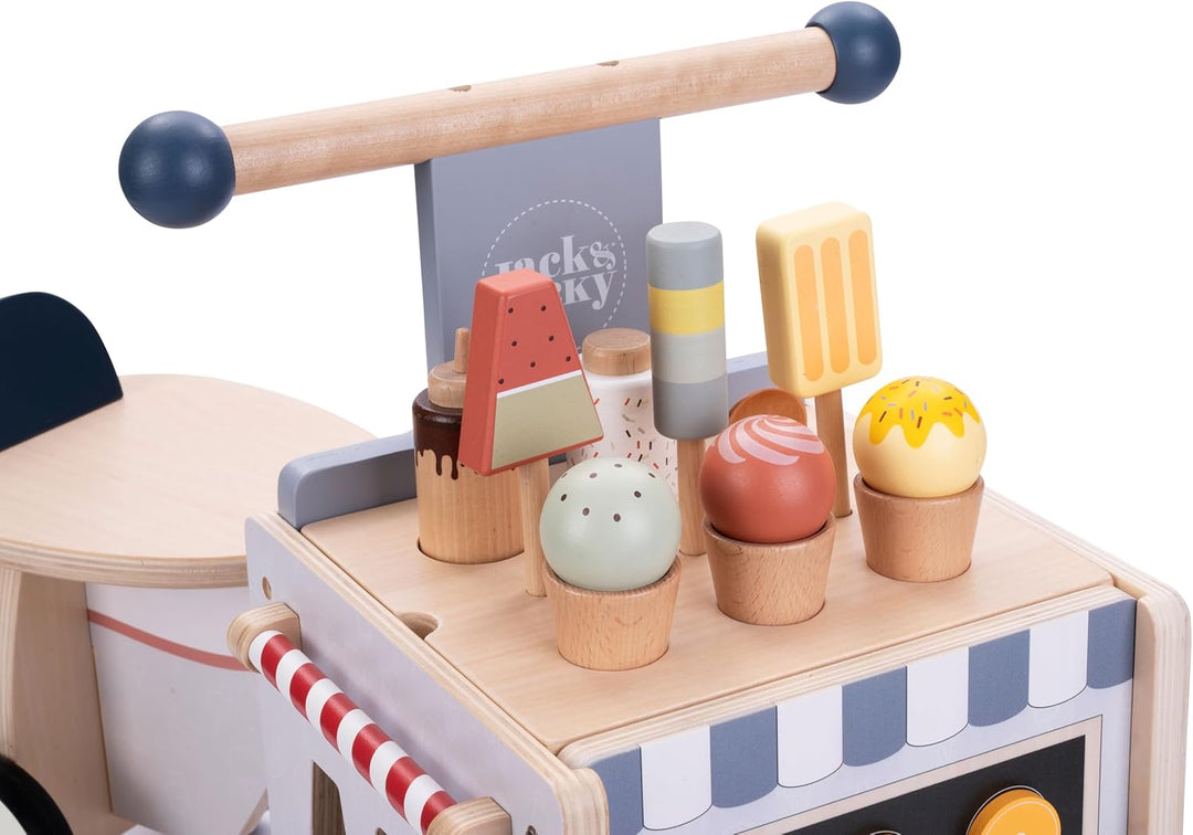 Engelhart - 640040 - Holz-Roller „Eisverkäufer“ - Multifunktionelles Spielzeug - Ab 12 Monaten Holzf