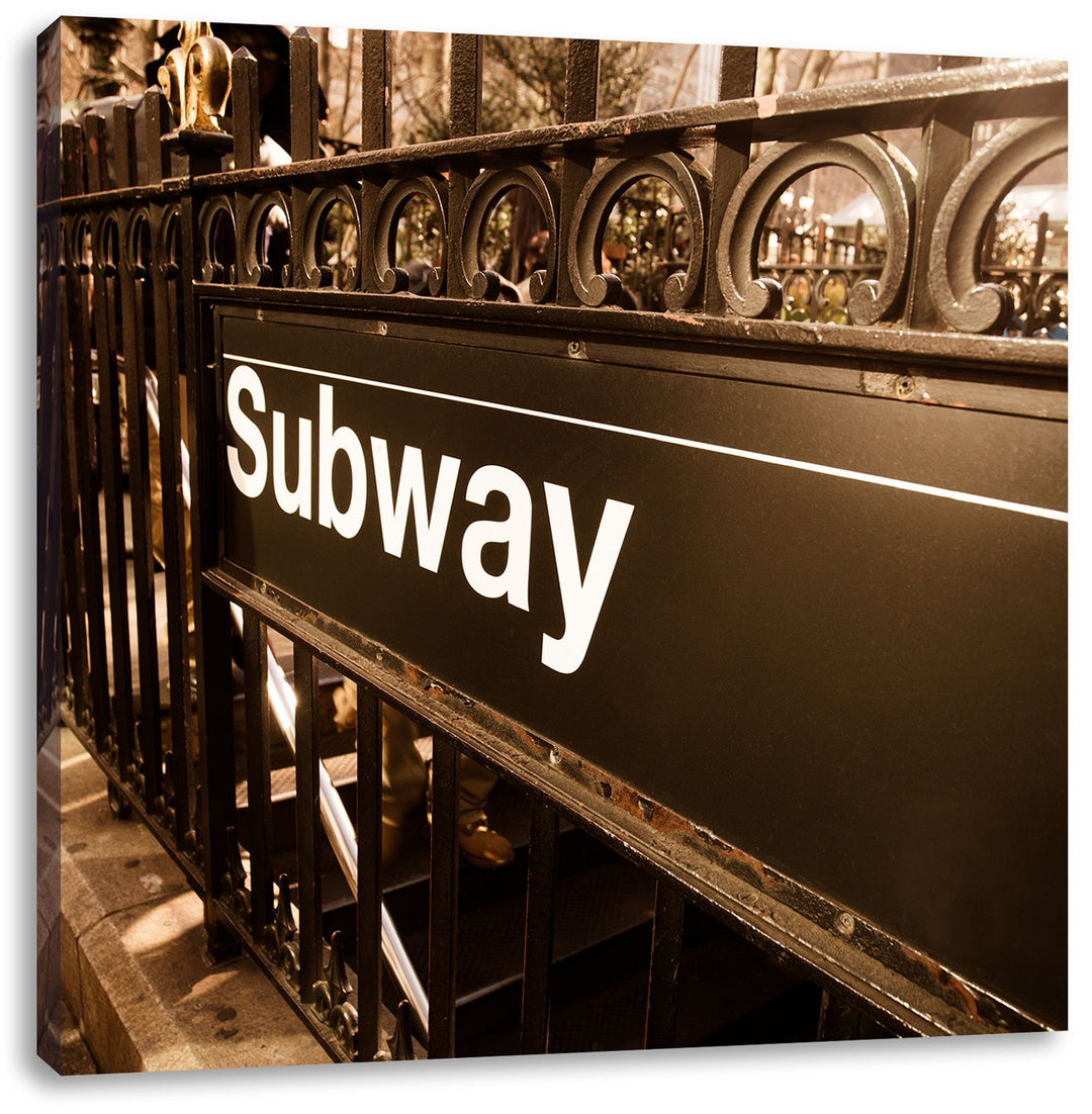 Londoner U-Bahn Subway, Format: 70x70 auf Leinwand, XXL riesige Bilder fertig gerahmt mit Keilrahmen