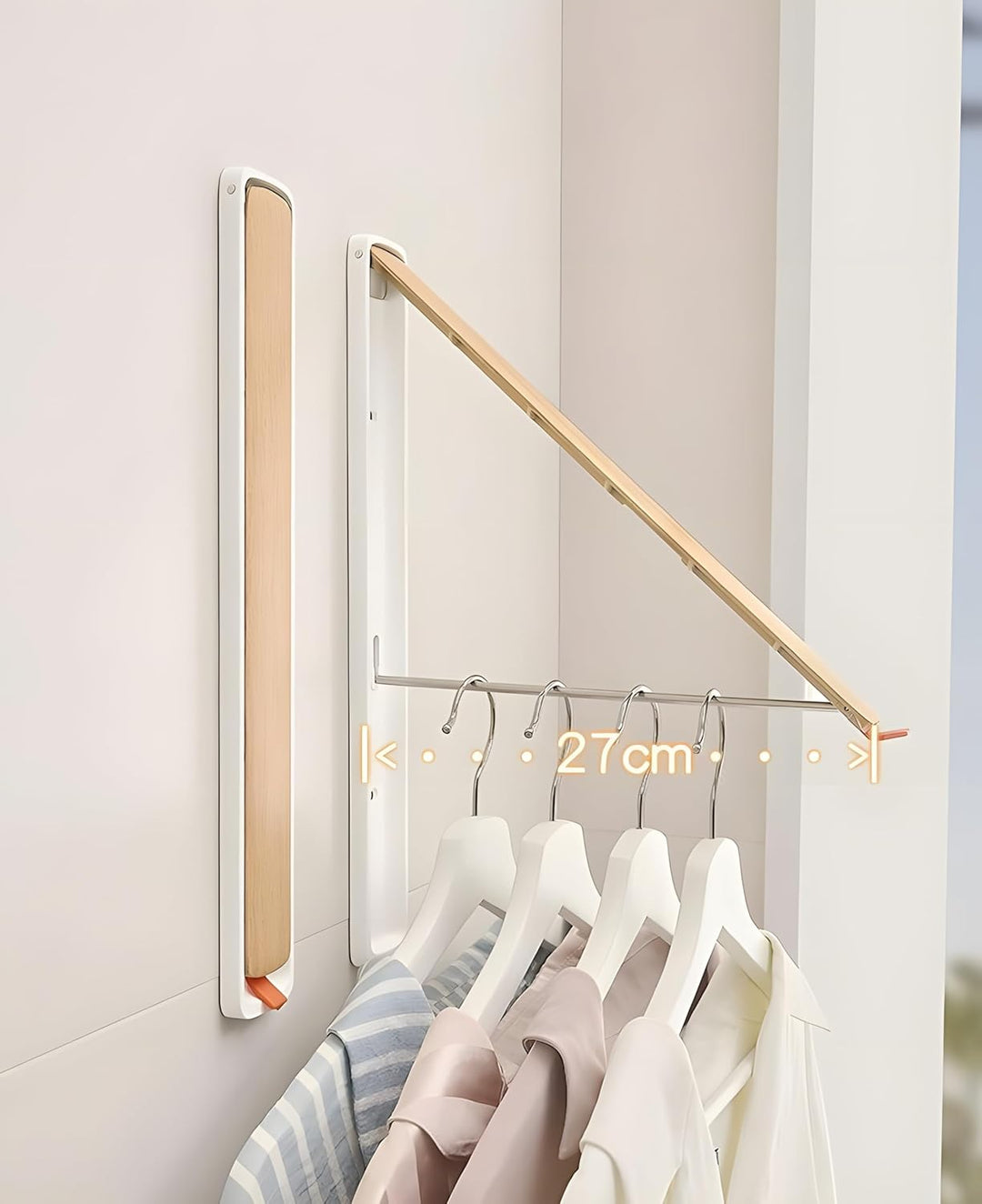 Klappbare Kleiderstange Wandmontage Aluminium – Ausziehbare Garderobe Kleiderhaken, Platzsparend, Mo