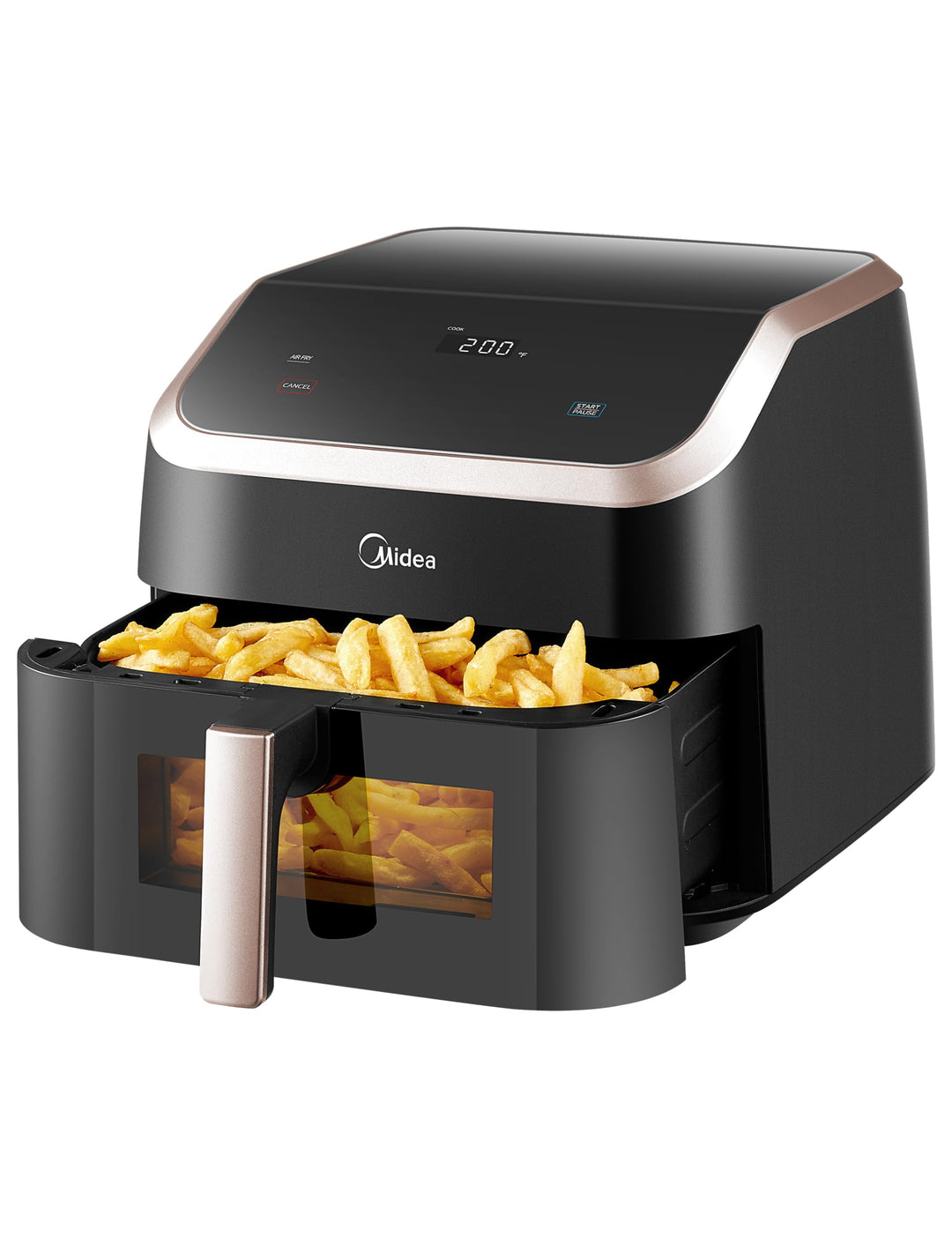 Midea Heissluftfritteuse XXL AirFryer 8.5L, 8-in-1 Heissluftfritteuse mit Sichtfenster, Extra breite