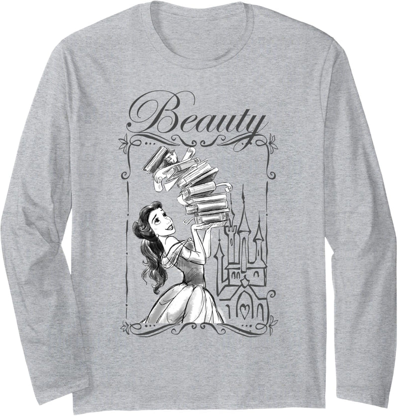 Disney Beauty And The Beast Belle Books Sketch Langarmshirt