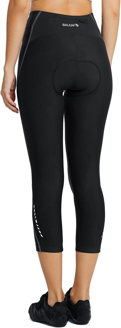 BALEAF Damen 3/4 Radlerhose Kurz Radhose Atmungsaktiv Fahrradhose Gepostert M 1-schwarz-grau, M 1-sc
