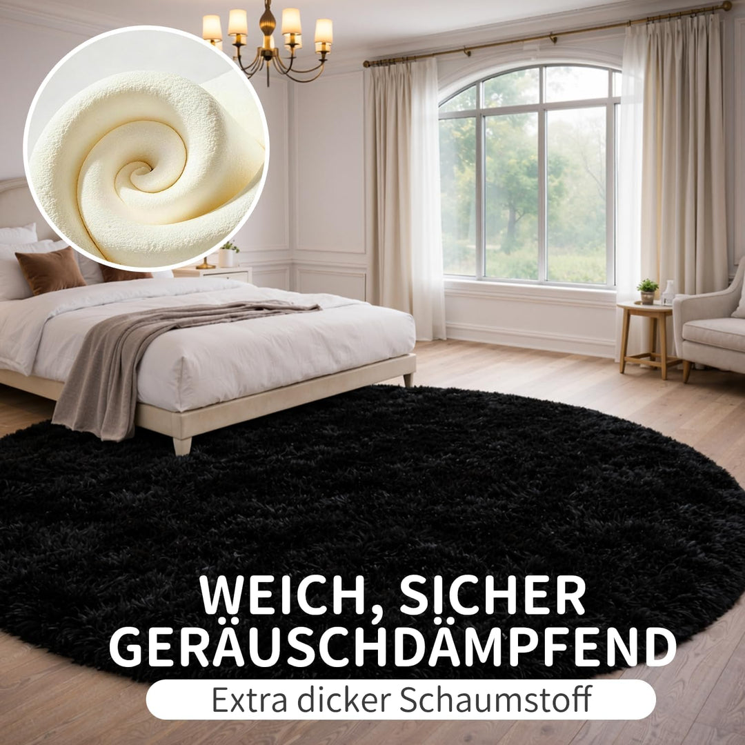 VOFUSHON Schlafzimmer Shaggy Plüsch runden Teppich Bunte Batik Faux Flauschiger Samt Moderne Innente