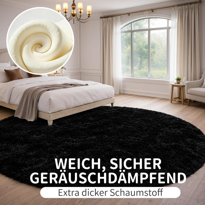 VOFUSHON Schlafzimmer Shaggy Plüsch runden Teppich Bunte Batik Faux Flauschiger Samt Moderne Innente