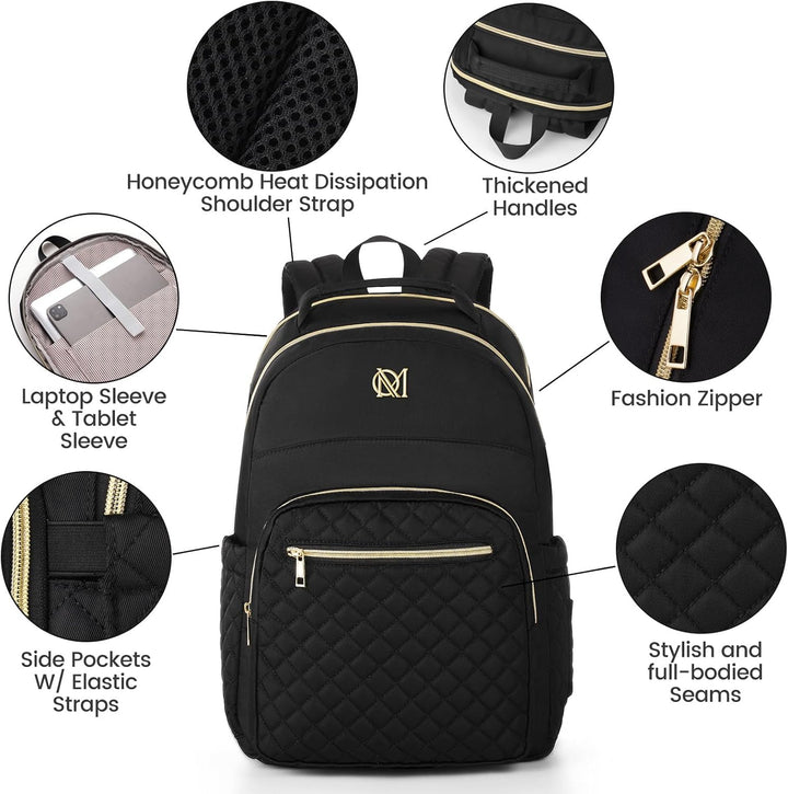 RJEU Rucksack Damen,Laptop Rucksack 15,6 Zoll Schulrucksack für Universität Studium Lehrer Arbeit Re