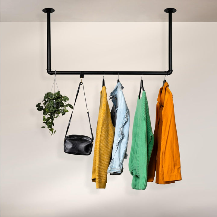 Kleiderstange Garderobe Industrie Design für Decke | Breite 100 cm x Höhe 100 cm | Deckengarderobe |