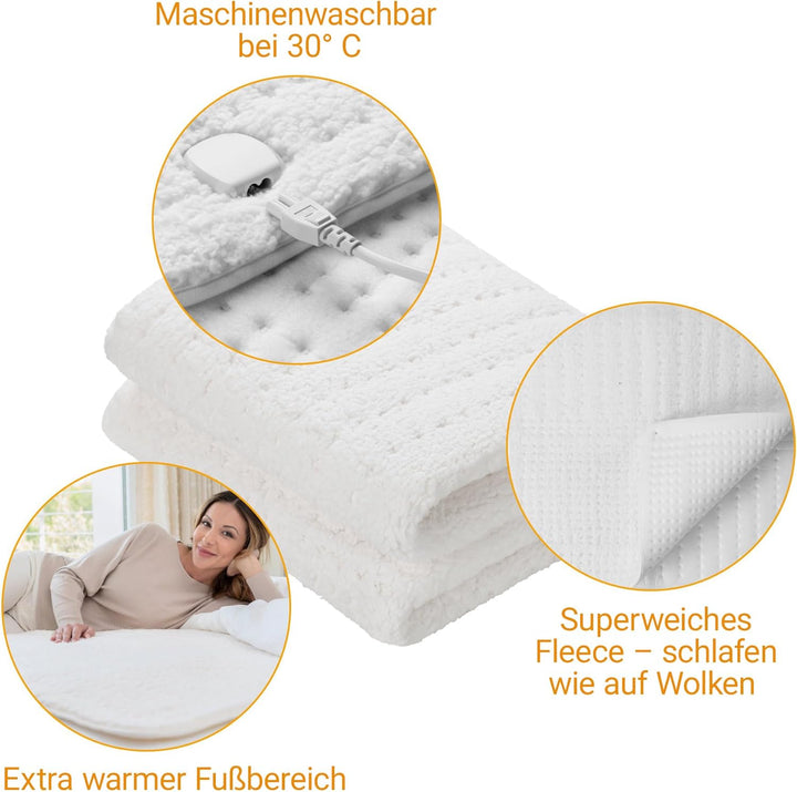 medisana HU 672 Wärmeunterbett super-flauschig, 150 x 80 cm, Schlafen wie auf Wolken, Abschaltautoma