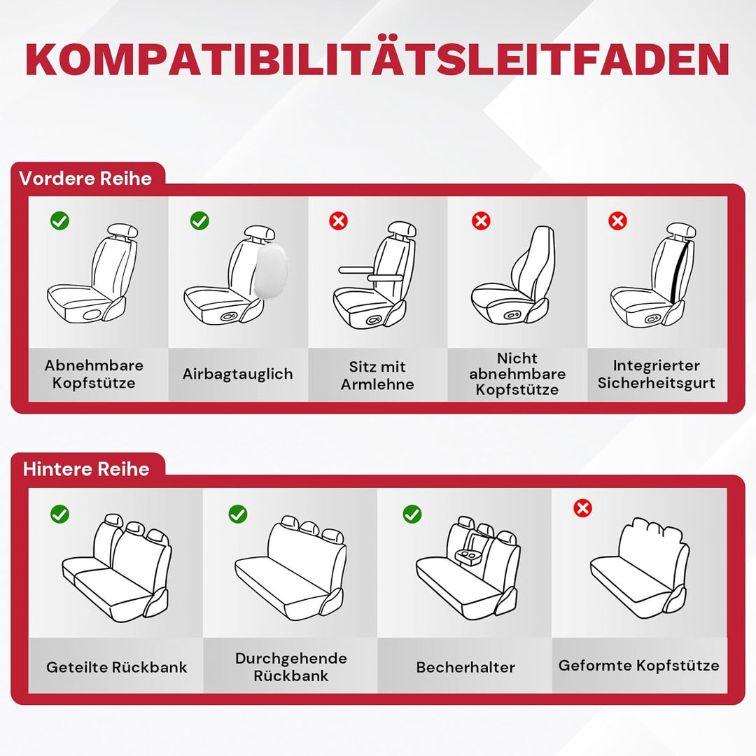 AutoSitzbezüge für Volkswagen VW Golf 2012-2026, Nappa Leder Auto Sitzbezug 5 Stück, Wasserdichter S