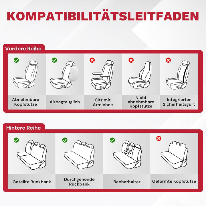 AutoSitzbezüge für Volkswagen VW Golf 2012-2026, Nappa Leder Auto Sitzbezug 5 Stück, Wasserdichter S