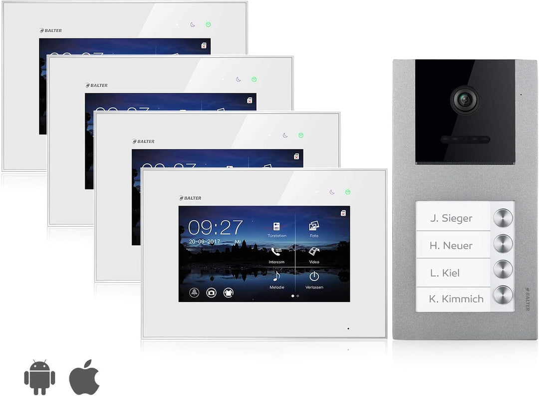 Balter EVO Video Türsprechanlage ✓ Touchscreen 7 Zoll Monitor ✓ Smartphone App ✓ 2-Draht Bus ✓ Aufpu