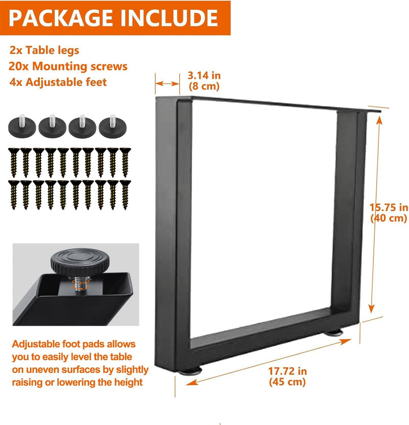 Homtone Metall Tischbeine 40cm Hoch, 2 Stück Industrial Metallfüsse Tischgestell Tischkufen, Kohlens
