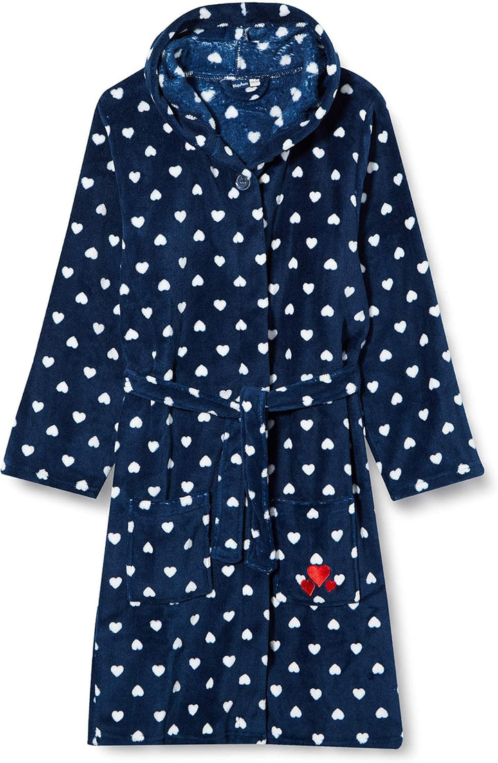 Playshoes Unisex Kinder Fleece-Bademantel Morgenmantel 158-164 Herzchen, 158-164 Herzchen
