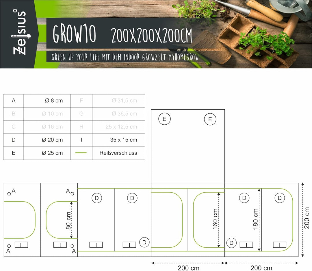 Zelsius Growzelt MyHomeGrow Grow Tent | Indoor Growroom | Growschrank Darkroom Pflanzenzelt Gewächsh