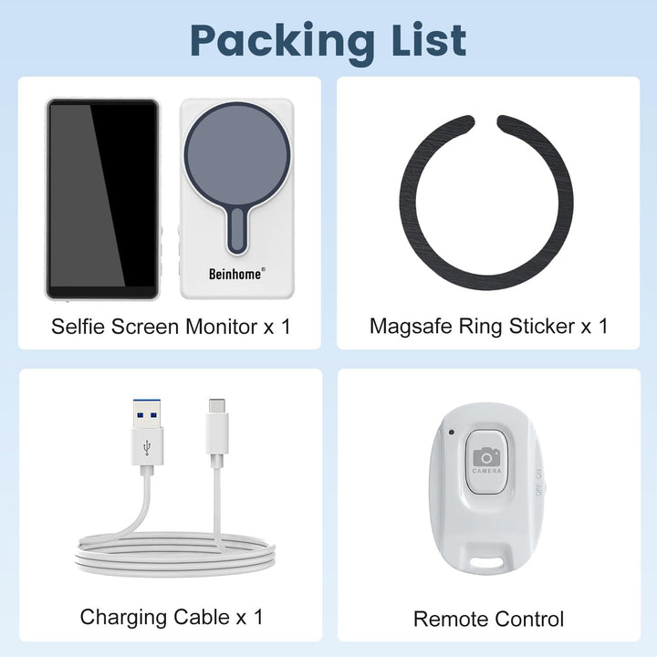 Handy Selfie Monitor für iPhone,Vlog Selfie Monitor Bildschirm,Drahtlose Aufnahme,Bluetooth-Fernbedi