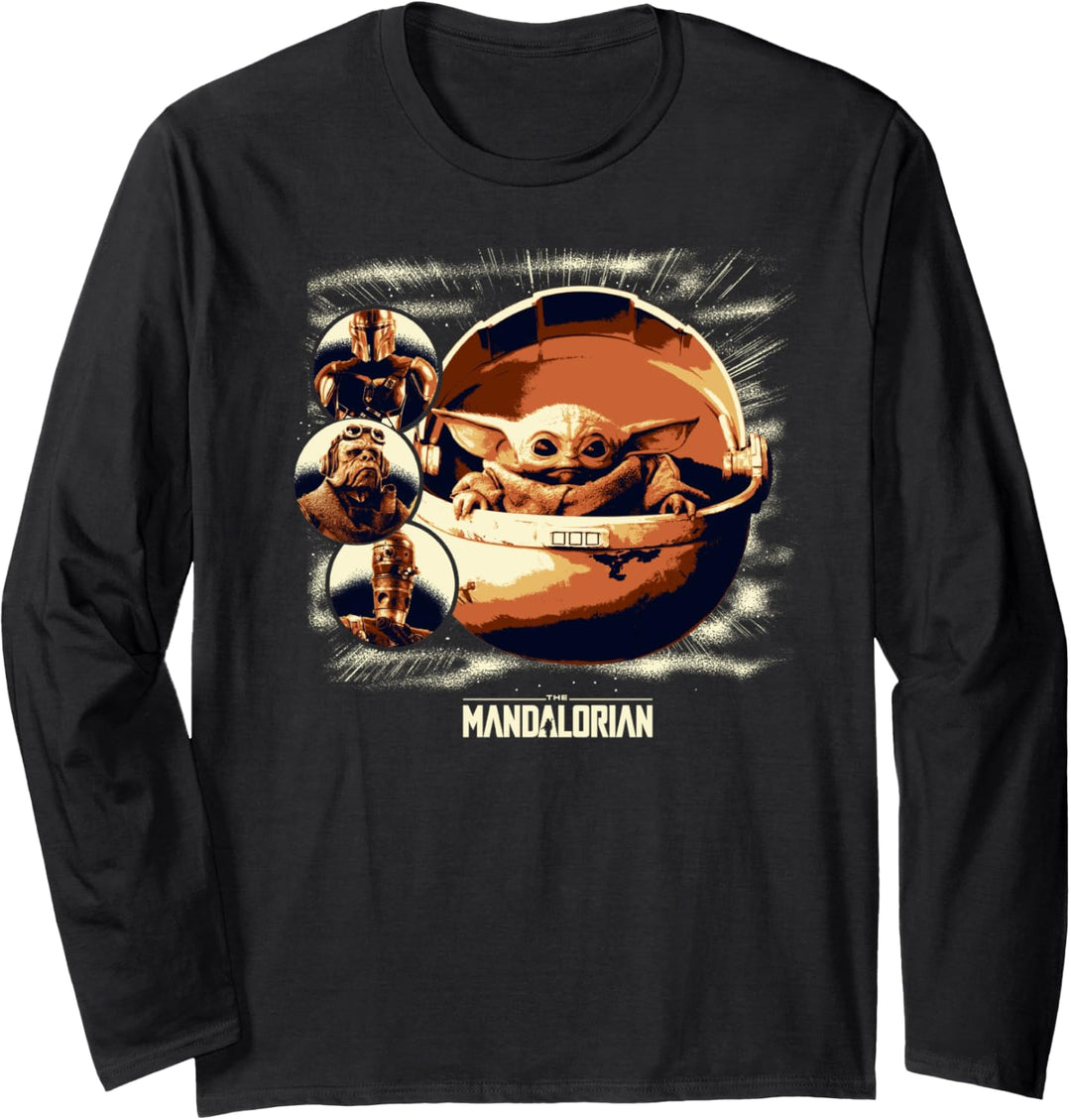 Star Wars The Mandalorian The Child Cast Portraits Langarmshirt