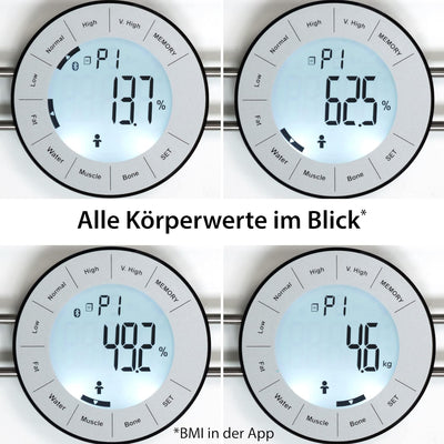 ADE Körperfettwaage BA 1601 digitale Personenwaage mit Körperfettanalyse, Körperanalysewaage mit Kör