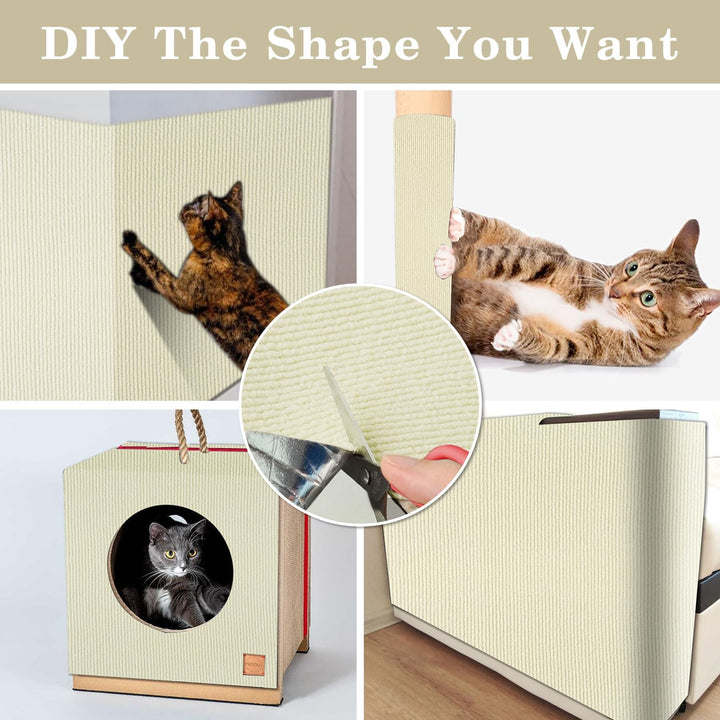 Kratzmatte Selbstklebend für Katzen - Kratzfestes Sofa, Wiederverwendbar Kratzteppich für Wand, DIY