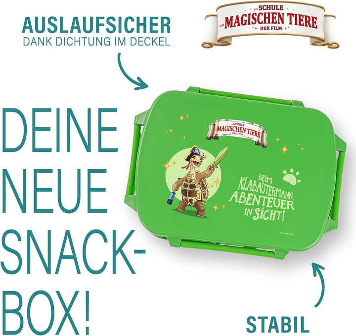 AWAVE Die Schule der Magischen Tiere Brotdose Kinder mit Fächern rPET Grün Henrietta Snackbox 1 L mi