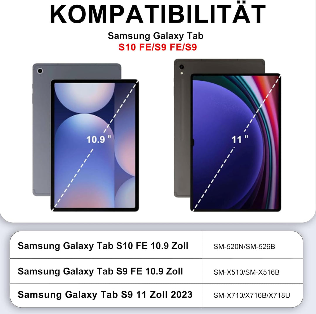 IVEOPPE Tastatur für Samsung Galaxy Tab S9FE/S10FE 10.9", Hülle Tastatur Galaxy Tab S9/S10FE 2025, M
