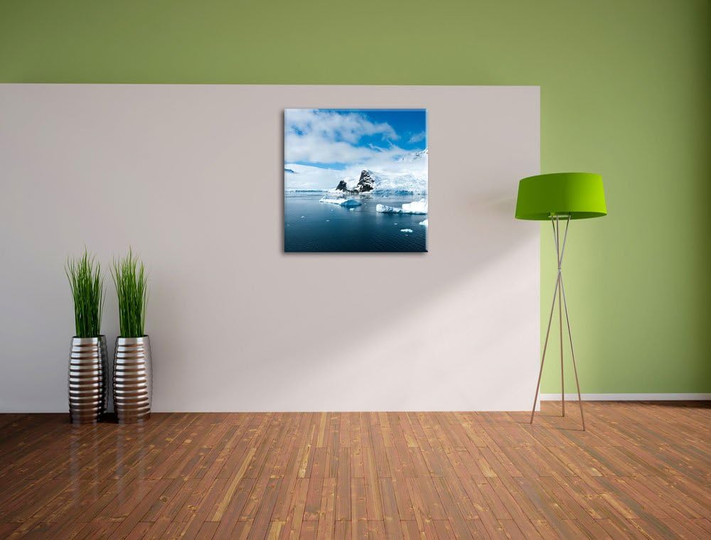 Pixxprint Winterlandschaft in der Antarktis als Leinwandbild/Grösse: 70x70 cm/Wandbild/Kunstdruck/fe