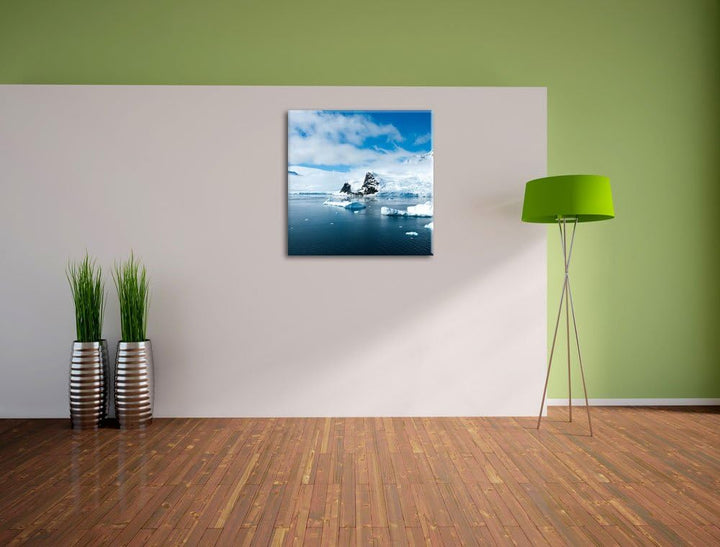 Pixxprint Winterlandschaft in der Antarktis als Leinwandbild/Grösse: 70x70 cm/Wandbild/Kunstdruck/fe