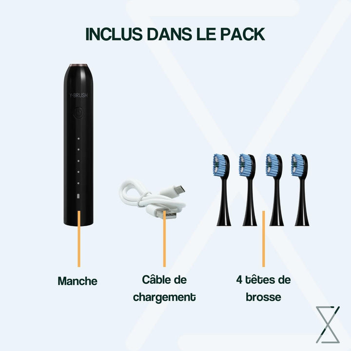Y-Brush CleanMate Elektrische Schallzahnbürste, wiederaufladbar, USB-C – 2 Monate Akkulaufzeit – 5 P