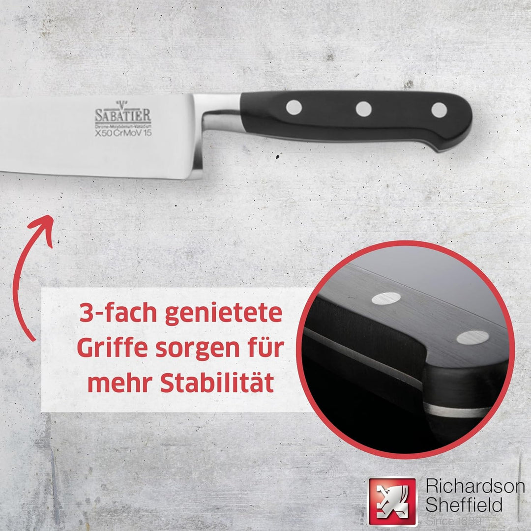 Richardson Sheffield V SABATIER Kochmesser | 20 cm lange Klinge | gehärteter Klingenstahl | rostfrei