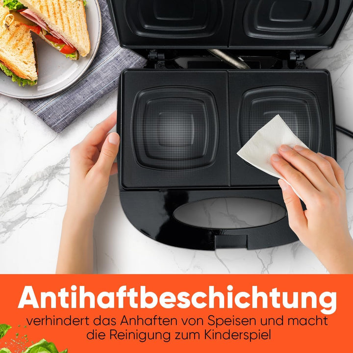 Bomann® Sandwichmaker | für viereckige Sandwichplatten | Sandwichtoaster mit Antihaftbeschichtung |