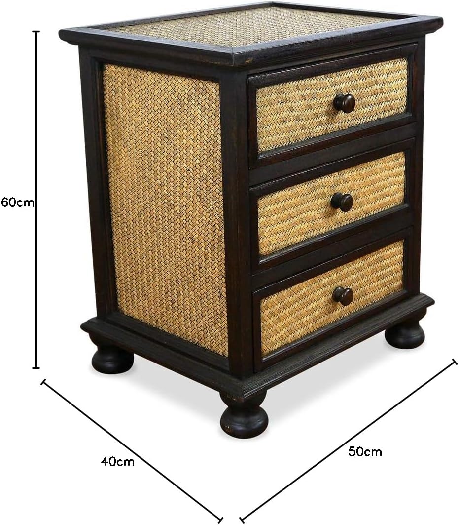 livasia Asiatischer Rattankommode, Nachtschrank, Nachtkommode (Nr.20)