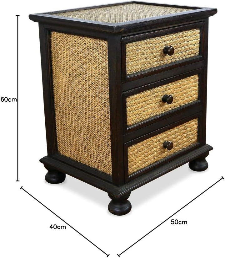 livasia Asiatischer Rattankommode, Nachtschrank, Nachtkommode (Nr.20)