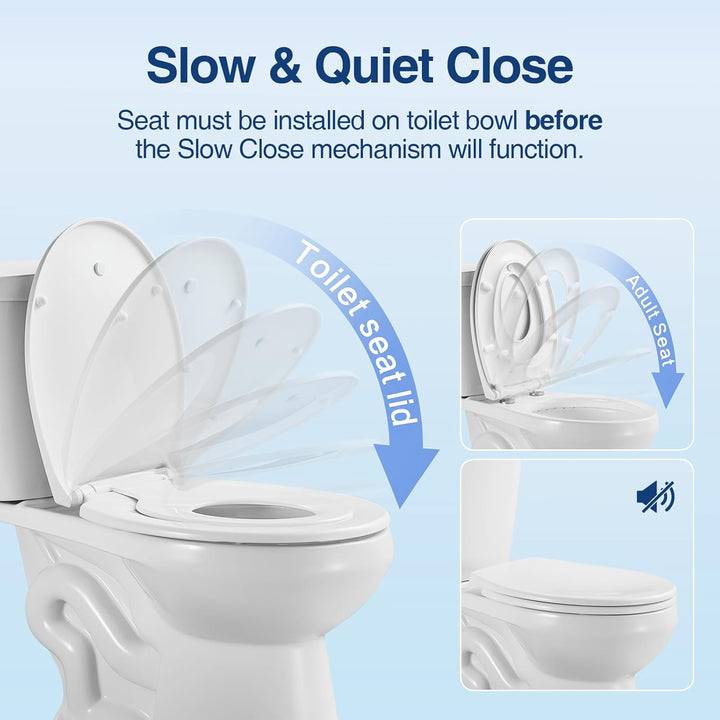 WC Sitz mit Absenkautomatik Oval,Toilettenbrille O, Klobrille Soft Close, Toilettensitz für Bad,Weis
