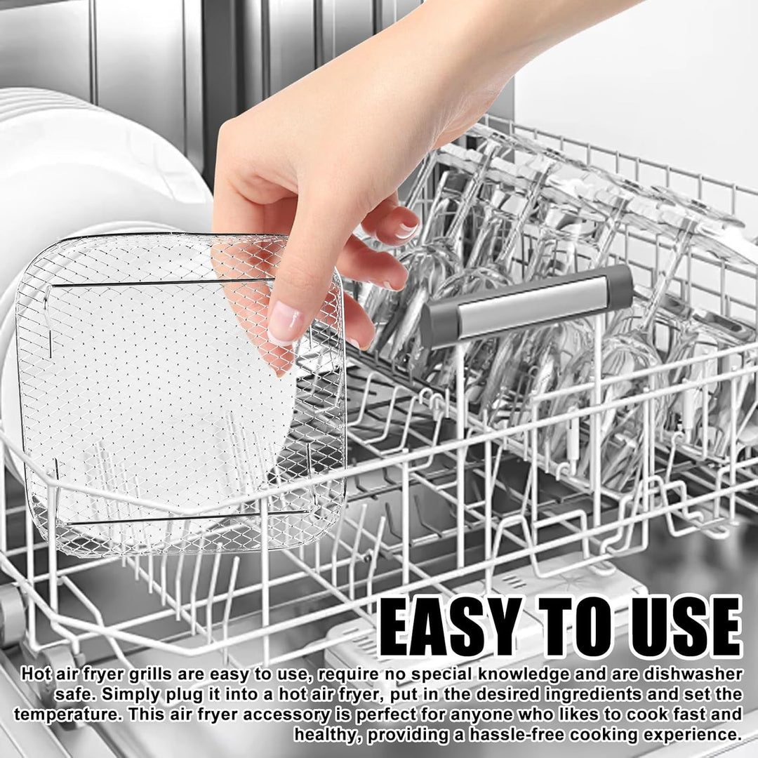 Luftfritteusen Regal, 3 Lagig Stapelbares Edelstahl Quadrat Air Fryer Racks Heissluftfritteuse Zubeh