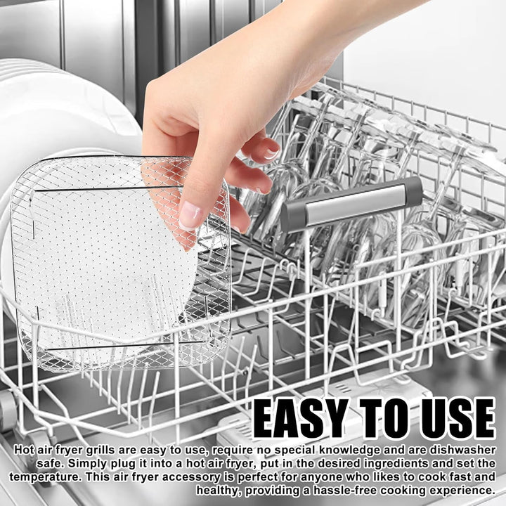 Luftfritteusen Regal, 3 Lagig Stapelbares Edelstahl Quadrat Air Fryer Racks Heissluftfritteuse Zubeh