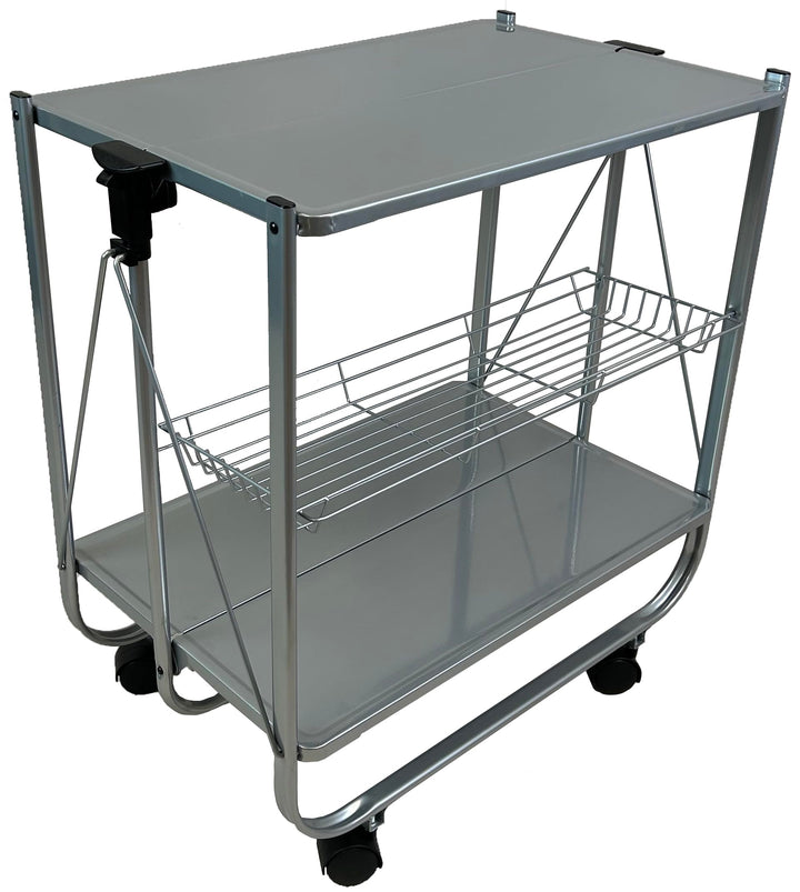 abc HOME | Servierwagen Klappbar Grau 70cm Hoch – Mobiler Küchenwagen mit Rollen – Platzsparende Din