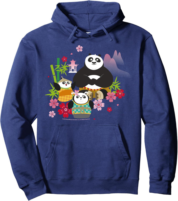 Kung Fu Panda Po And Pandas Floral Pullover Hoodie