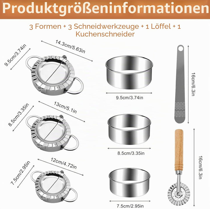 8 Stück Ravioli Former Dumpling Maker Set Teigtaschenformer Edelstahl Empanadas Maker Tortellini Mau