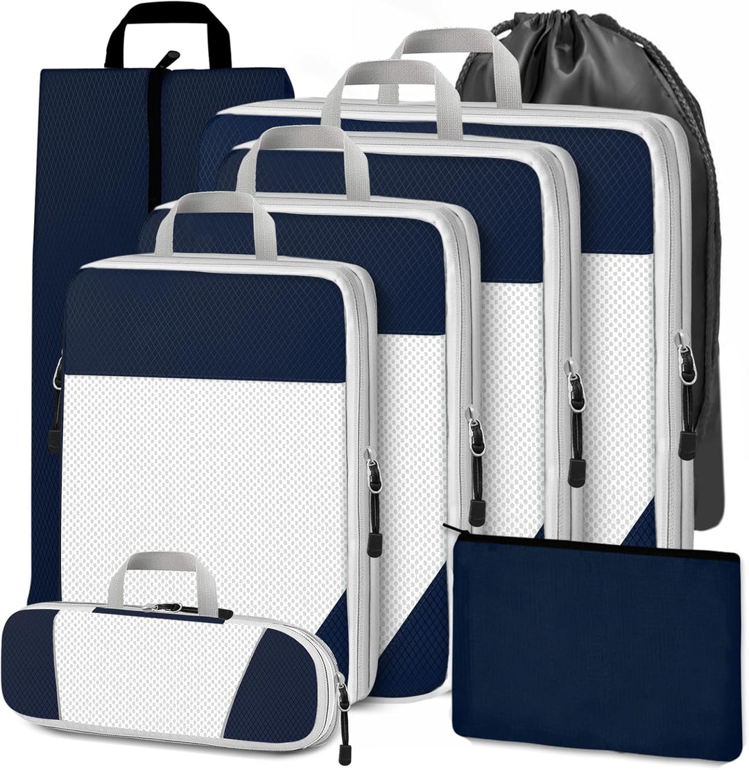 Cinnani Koffer Organizer Set, 8-Teilig Compression Packing Cubes, Packtaschen mit Kompression Packwü