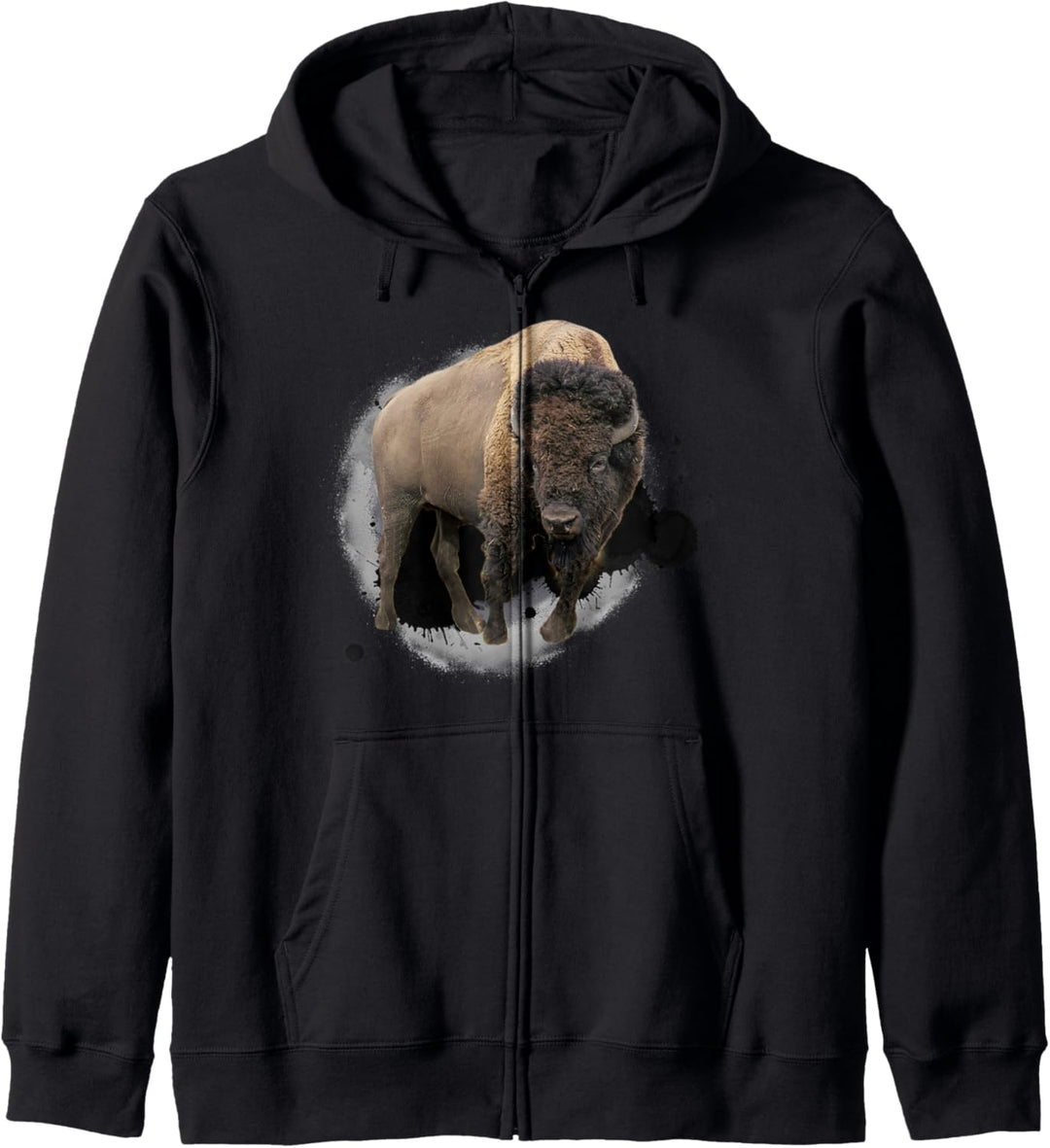 Bison Büffel Rind Design Illustration Geschenk Kapuzenjacke