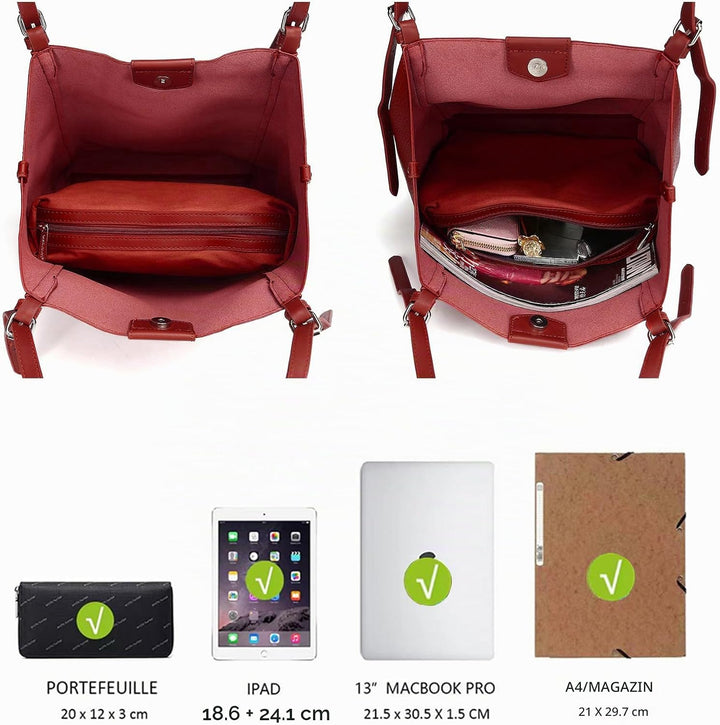 David Jones - Handtasche für Damen – Einkaufstasche aus weichem Kunstleder – Tasche für den Unterric