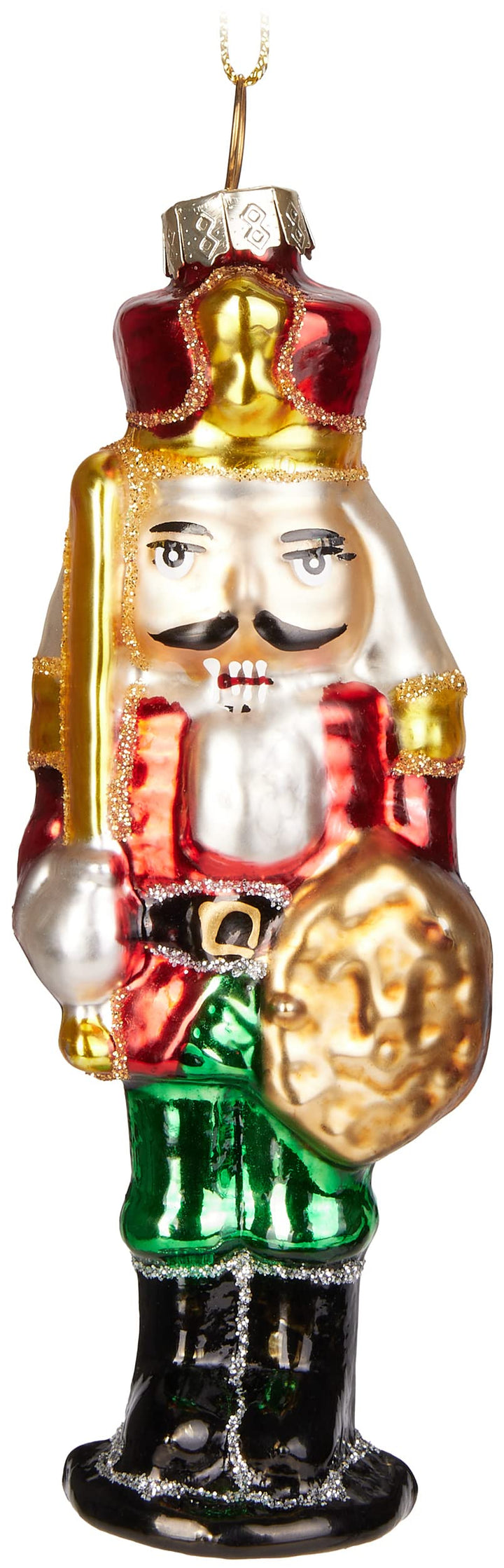 BRUBAKER Nussknacker Soldat Rot Grün Gold - Handbemalte Weihnachtskugel aus Glas - Mundgeblasener Ch
