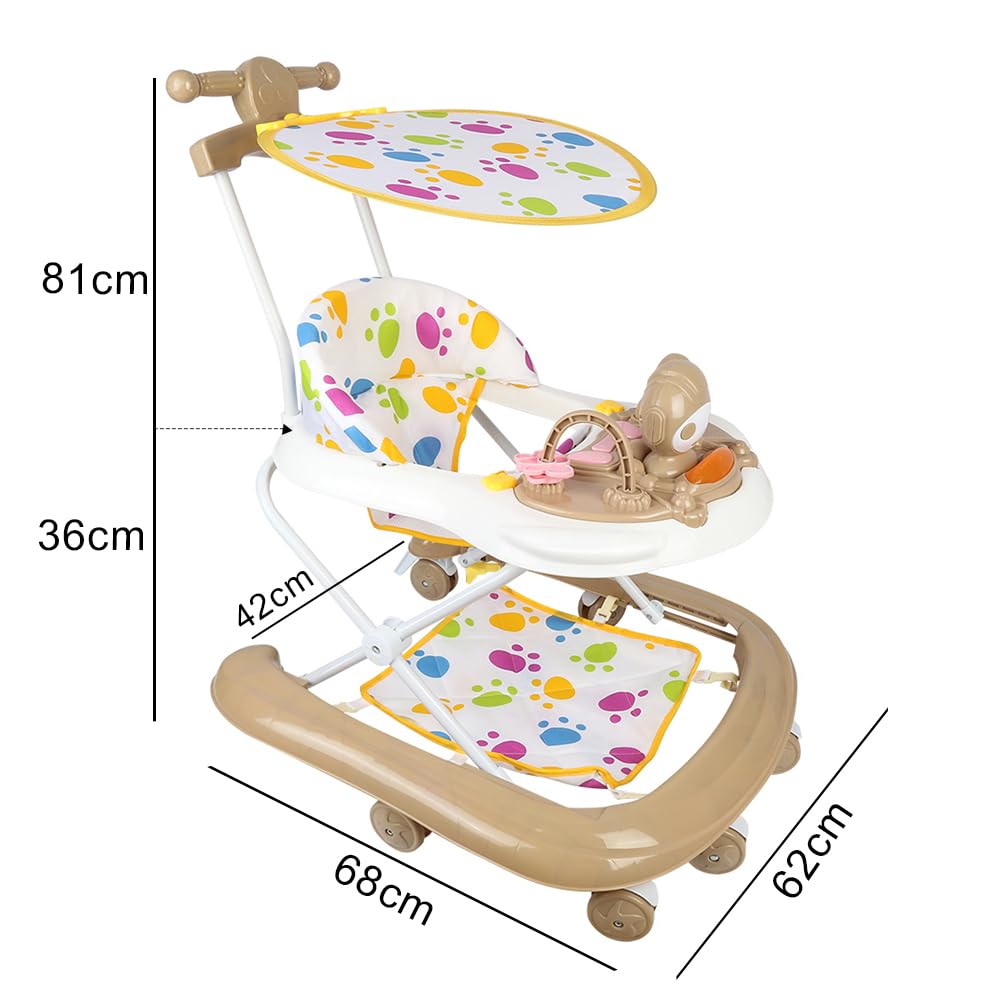 Baby Walkingstock, Gehstock mit Spieluhr und Licht, Waschbarer Sitz, für 6-18 Monate, 62 x 68 x 36-8