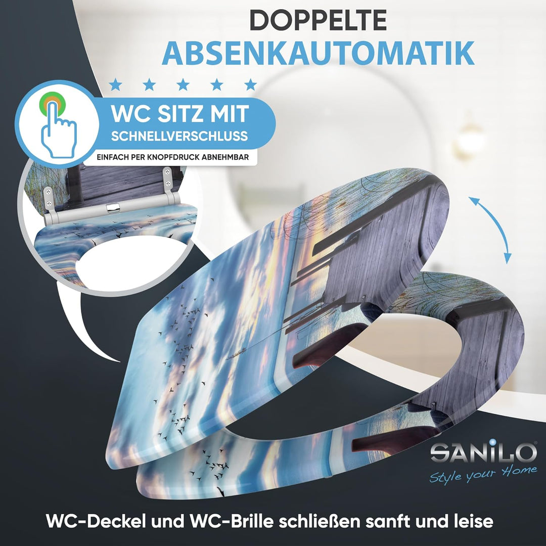 Sanilo WC Sitz mit Absenkautomatik, viele neue Toilettendeckel zur Auswahl, hochwertige Oberfläche,