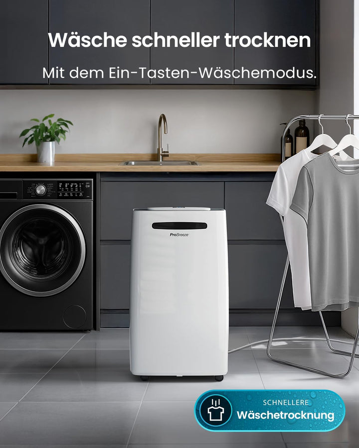 Pro Breeze Luftentfeuchter 20L in 24h Entfeuchtungsleistung - Raumgrösse ca. 195m³ (~30 m²) - mit 4
